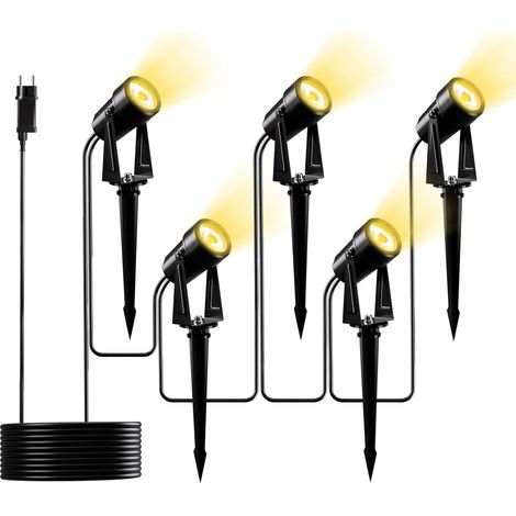Lot de 5 Spot Extérieur LED 17M Blanc Chaud 3000K IP65 Pour Jardin Chemin Bassin (1/5)