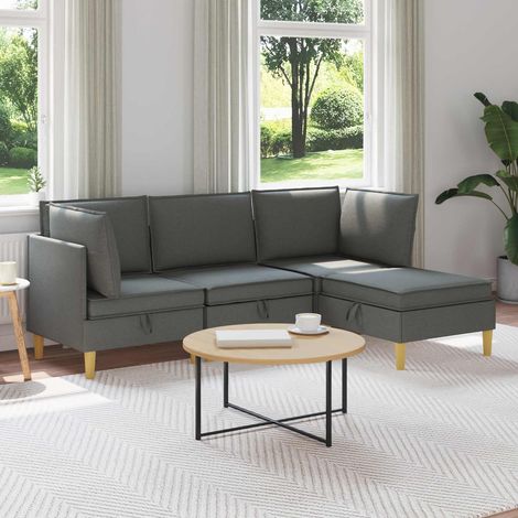 vidaXL Modular Sofa Set mit Stauraum 4 pcs Dunkelgrau Stoff (1/5)