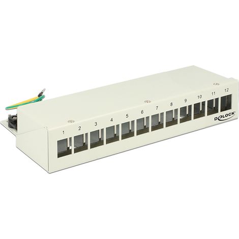 Keystone desktop patchpanel 12 port metall grau delock