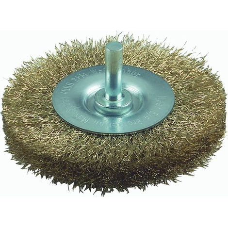 Circular Brush with 75mm Brass Corrugated Wires for Drill, Metal Cleaning (1/4)