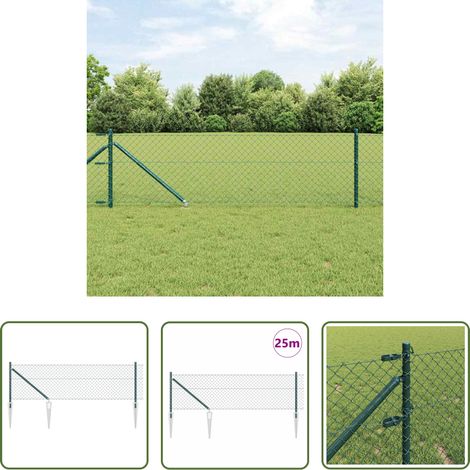 vidaXL Clôture en acier - Poteau de clôture. Vert 25 x 0,4 m (maille de 40 x 40 mm) (1/5)