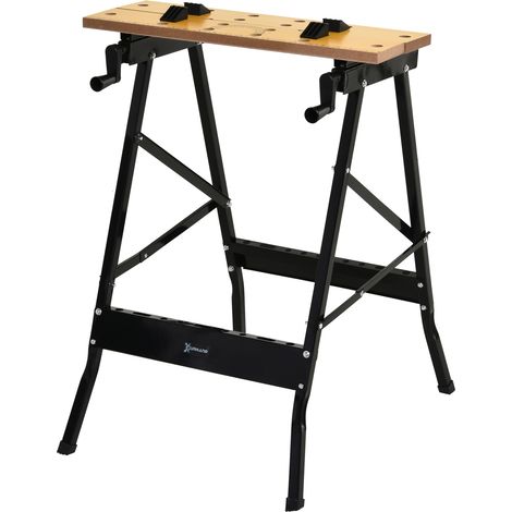 Table de travail pliante avec abrazadera 2 manivelles support 100 kg fer MDF 60,5x62,5x78,5 cm