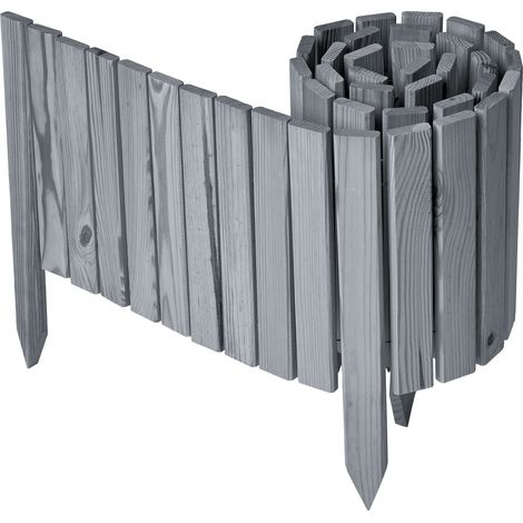 Garronda clôture de Jardin en Bois Bordure Jardin Cloture Jardin Exterieur, Palissade Bordurette Longueur: 200 cm GD-0149 (Gris, Hauteur : 30 cm)
