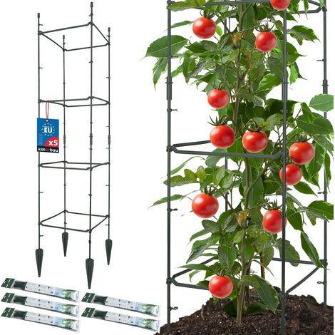 KOTARBAU® Lot de 5 Tuteur Tomate, Treillis Plante Grimpante Exterieur 29x29x120cm, Tuteurs Modulaires, Tuteur Plante, PVC, Vert, Treillis pour Plantes Grimpantes, Support Tomates Potager (1/5)