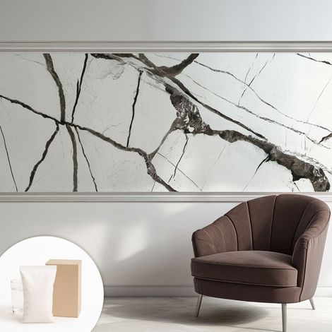 Carta Da Parati Non Tessuto - Con Colla Gratuita - Con Motivi Moderni - Design Elegante Per Pareti crepe nel marmo 250x104 cm (1/5)