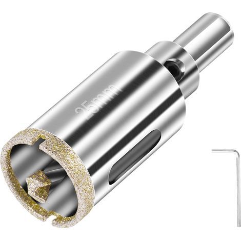Diamant-Lochsäge 25 mm, Diamantbohrer mit Zentralführungsbohrer, Fliesenlochsäge mit Diamant-Oberflächenbeschichtung zum Schneiden von Glas, Fliesen, Keramik, Marmor, Kalkstein (1/5)