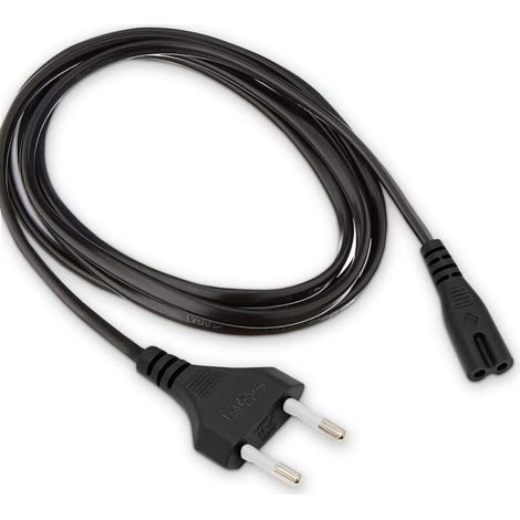 Câble d'alimentation Universel 2 pôles, Prise Secteur EU Type C vers Prise Double Femelle Type C7 - pour TV, Console de Jeux, Lecteur DVD-Blu-Ray, PS3, PS4, PS5, Xbox – 1,80m - Noir (1/4)