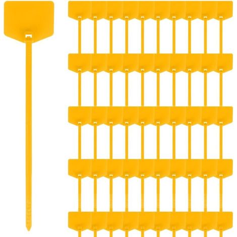 Lot de 50 étiquettes d'expédition en plastique, 120mm/4.78in étiquettes imperméables inscriptibles avec sangle d'étanchéité, étiquette d'attache de câble pour clés, bagages, logistique (1/5)