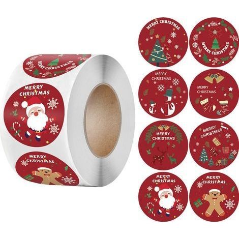 Etiquette Autocollantes le père Noël, 500 Pièces Autocollants de Noël Ronds 1.5 Pouce, Etiquette Cadeau Noel Autocollante pour sac Enveloppe Décorations D'artisanat