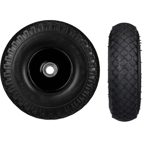 Lot de 2 roues de brouette increvables pour chariot jardin 26 x 8,5 cm confort optimal en caoutchouc noir (1/4)