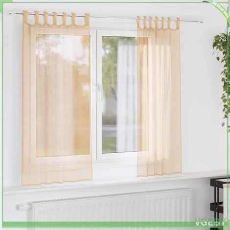 Rideaux en voile - FAFEISY - 4102216 - sable - passe-tringles - 2 pièces (1/5)