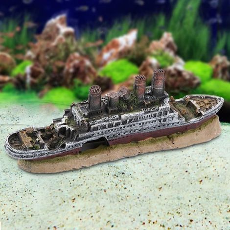 Ornement de Navire de Bateau Épave Titanic Perdu Décoration d\'aquarium -YES (1/4)