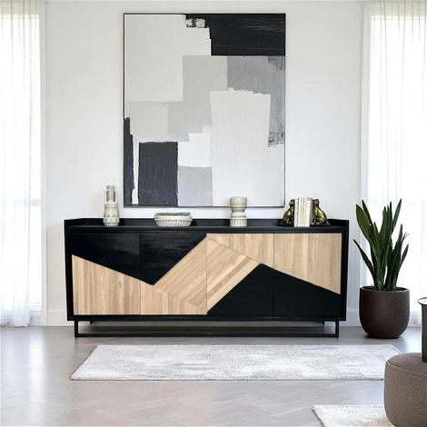 Buffet 4 portes bois noir et blanc ANINA (1/5)
