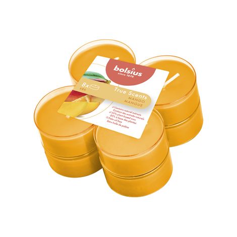 Velas perfumadas Maxi Light de Bolsius (8 unidades), aromas auténticos, mango