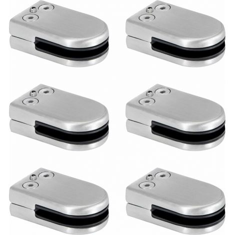 6 Piezas Abrazadera de Vidrio Abrazadera de Vidrio de Acero Inoxidable Soportes de Abrazadera de Vidrio de 6-8 mm Clip de Vidrio Ajustable Conexión Trasera Plana para Barandilla de Escalera Barandilla (1/5)