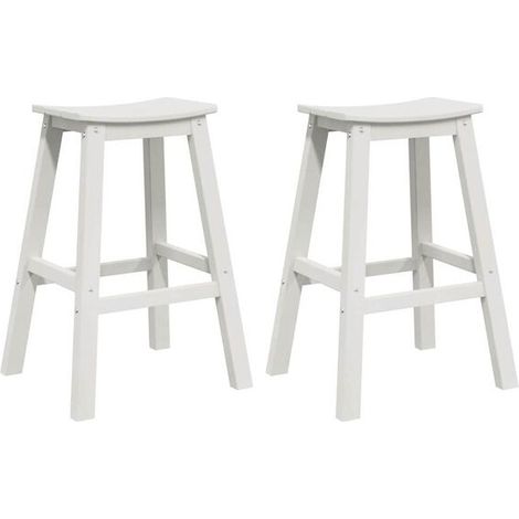 Lot de 2 Tabourets de Bar Blancs en HDPE 52 x 43 x 73,5 cm (1/5)