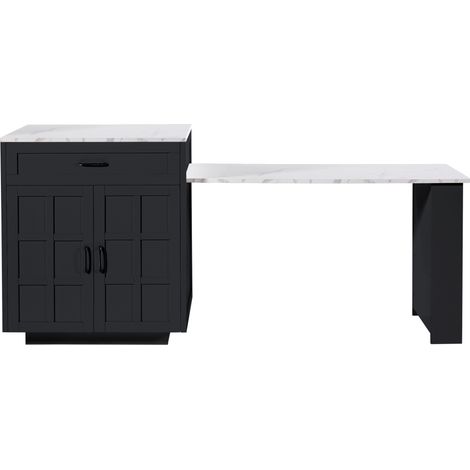 Ausziehbare Kücheninsel mit Stauraum MDF Schwarz 133-202 x 70 x 93,5 cm (1/5)