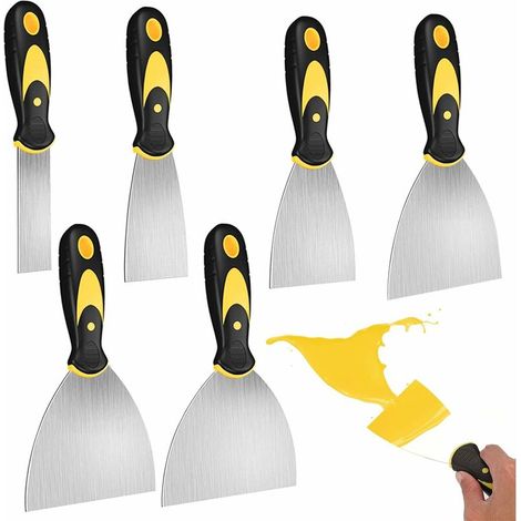 6PCS Inoxydable Couteau à Enduire,Couteau à Enduire,Couteaux à Mastic,Grattoirs à Mastic,Grattoirs Spatules,Spatule de Platrier,Kit d'outils de couteau à mastic,Outil spatule en acier inoxydable