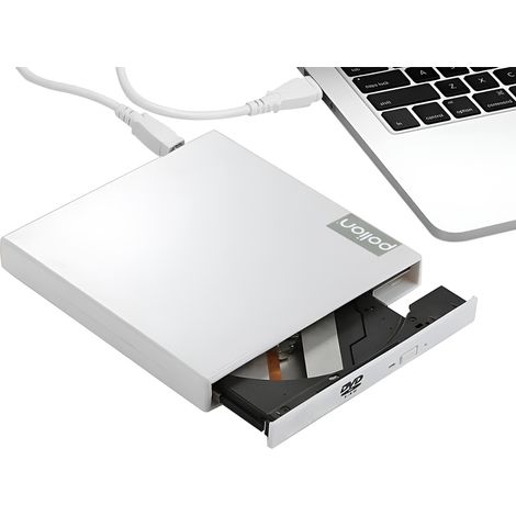 Externes USB-CD/DVD-Laufwerk für Computer und Laptop  WEISS