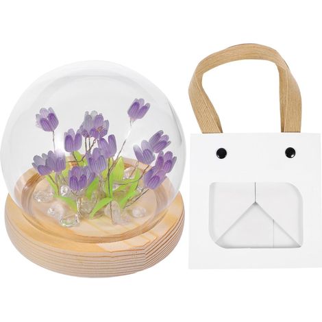 Lampe de Nuit Créative Tulipe en Verre et Bois DIY Décorations en Pierres de Cristal pour Chambre, Lampe Décorative Esthétique à Poser (1/5)