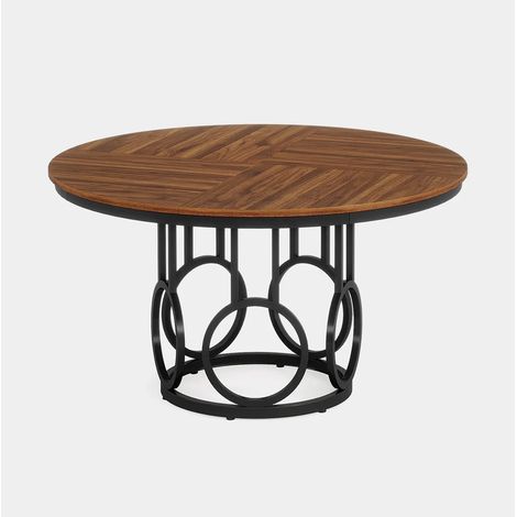 Runder Esstisch 120 cm aus MDF und Metall in Schwarz und Braun MODENUIT (1/5)