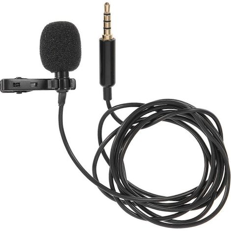 Microphone sans fil pour caméra, microphone trompette, microphone à condensateur omnidirectionnel, microphone à pince filaire, microphone à pince pour caméra, microphone sans fil-150.00X1.50X1.50CM-Bl