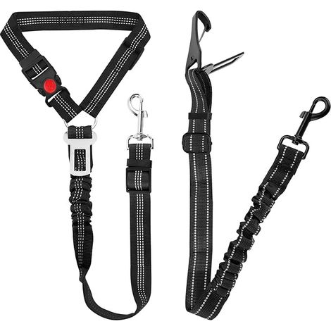 Ceinture Chien Voiture,Ceinture de sécurité pour Chien avec Longueur Harnais Voiture pour Chien avec Absorption et Laisse Voiture pour Chien pour Chats et Chiens (1/2)