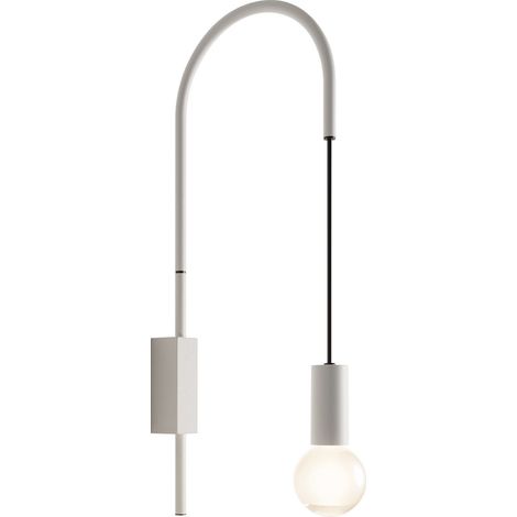 Zafferano - Lampada da Parete Filo, Orientabile 200°, Metallo Verniciato Lampadina E27 max 60W inclusa, H61cm - Bianca (1/3)