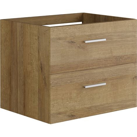 Vente-Unique – Meuble sous vasque suspendu 60 cm – Mdf stratifié naturel clair – 2 tiroirs coulissants soft close – Éco-responsable fabriqué en Europe (1/2)