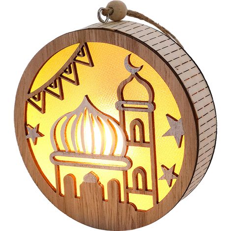 Lampe Musulmane LED en Bois Durable, Lanterne Islamique Chaude et Légère, Petite Taille, Déco Maison, Lot Type 3 (1/5)