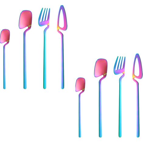 Service De Couverts - Acier Inoxydable - Design Accrocheable Tête Concave - Pour 2 Personnes - 8 Pièces (1/5)