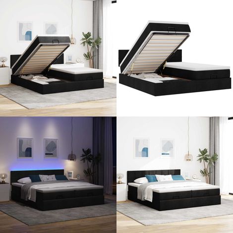 vidaXL Ottoman-Bett mit Matratzen & LEDs Schwarz 160x200 cm Stoff (1/5)