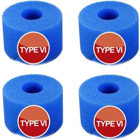Lot de 4 éponges filtrantes pour filtre de piscine pour Intex type VI - Réutilisables - Éponge très élastique - Pour nettoyage de piscine