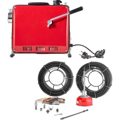 Déboucheur électrique de canalisations 500 W 1400 tr/min avec câble à ressort en acier de 40 m x 16 mm, 5 m x 9,5 mm et 0,4 m x 12 mm et 6 lames, compatible avec les canalisations de 50 à 110 mm de di (1/5)