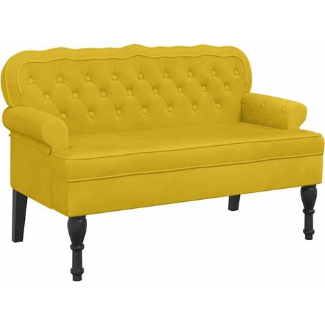 vidaXL Banco con respaldo terciopelo amarillo 119,5x64,5x75 cm (1/2)