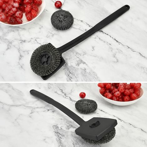 Brosse barbecue manche 16 pouces, tête boule métallique remplaçable, résistante à la chaleur, manche PP (1/4)