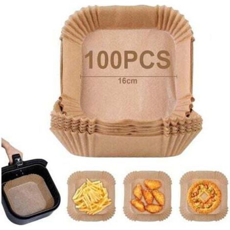 Papier sulfurisé pour friteuse à air – 100 pièces de 16 cm, antiadhésif et sans huile, compatible avec appareils de 3 à 4,5 L (1/5)