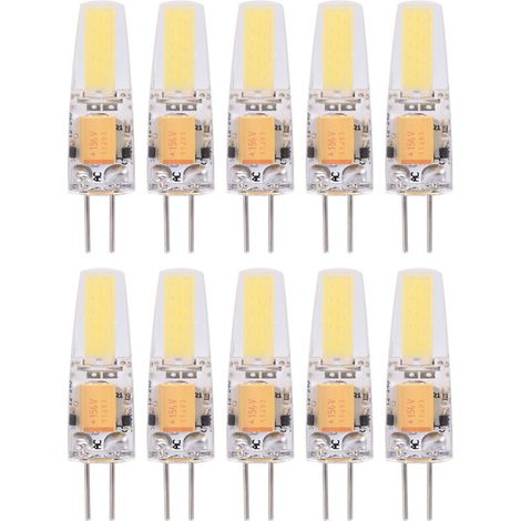 10er-Packung nicht dimmbare G4 COB LED-Lampen, AC/DC 12-24V, Silikonlampen (Warmweiß)