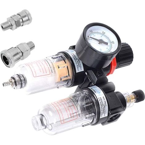 Regolatore del filtro dell'aria compressa da 1/4 di pollice, trappola per l'umidità, separatore di olio e acqua, riduttore di pressione, compressore pneumatico del gas, connettore del manometro (1/4)