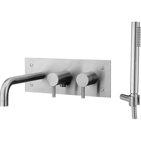 Miscelatore in acciaio inox ad incasso vasca con doccetta - Paffoni Steel