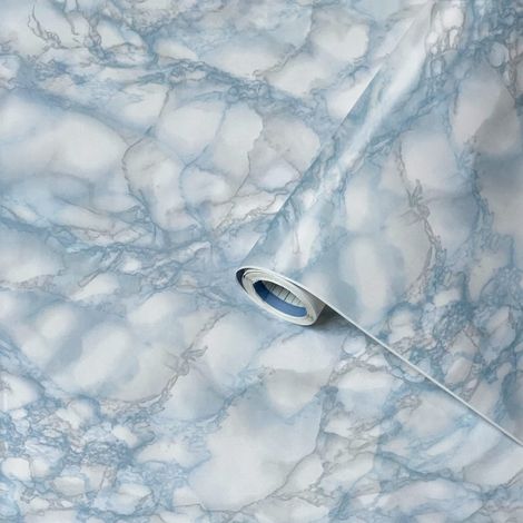 Venilia Noble Marble Look Pellicola Adesiva, Cloruro di polivinile (PVC), Marmo Blu, 67,5 cm x 2m (1/4)