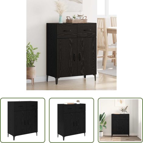 Holzwerkstoff - Sideboard Schwarz Eichen-Optik 69,5 x 34 x 90 cm Holzwerkstoff (1/5)