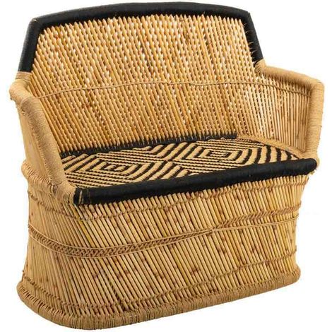 Sofá de 2 plazas de bambú marrón 103x46x90