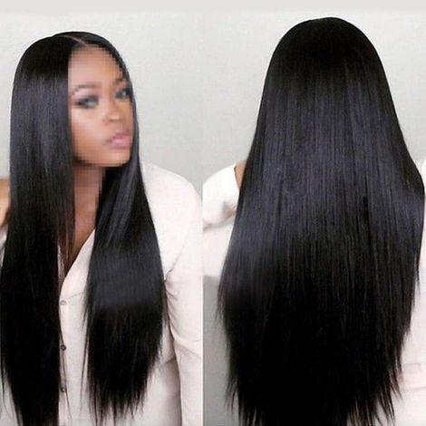 Perruque lisse en cheveux humains avec armature résistante à la chaleur pour femme, douce et brillante, idéale pour les fêtes, le quotidien, les mariages et les jeux de rôle – Fac (1/5)
