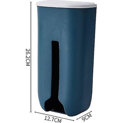 Distributeur mural de sacs poubelle rechargeables pour la cuisine, bleu foncé. (1/5)