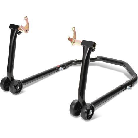 SWANEW Cavalletto moto posteriore supporto sollevatore moto posteriore su ruote con adattatori in gomma nera (1/5)