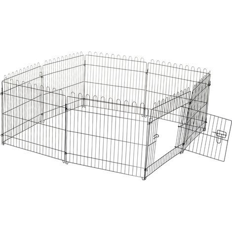 Parc pour chiot 8 panneaux filet, 61 cm, enclos pliable avec porte et couverture, pour chien, chat, chiot, intérieur et extérieur (1/5)