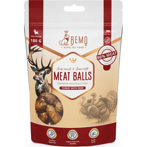 Albóndigas de pavo con venado - premios semiblandos para perros con venado 180 g