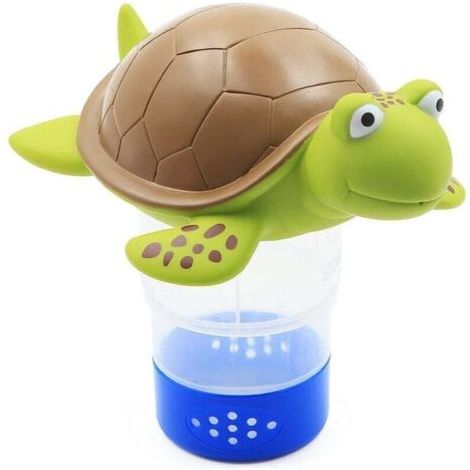 Distributeur de chlore flottant, distributeur de produits chimiques pour piscine, spa, jacuzzi, tablette flottante réglable, peut contenir des tablettes chimiques de 7,6 cm (tortue) (1/4)