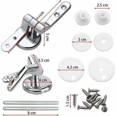 Toilet Seat Hinge, Pack of 2 Replacement Hinges for Toilet Seat with Alloy Fixings (1/4)